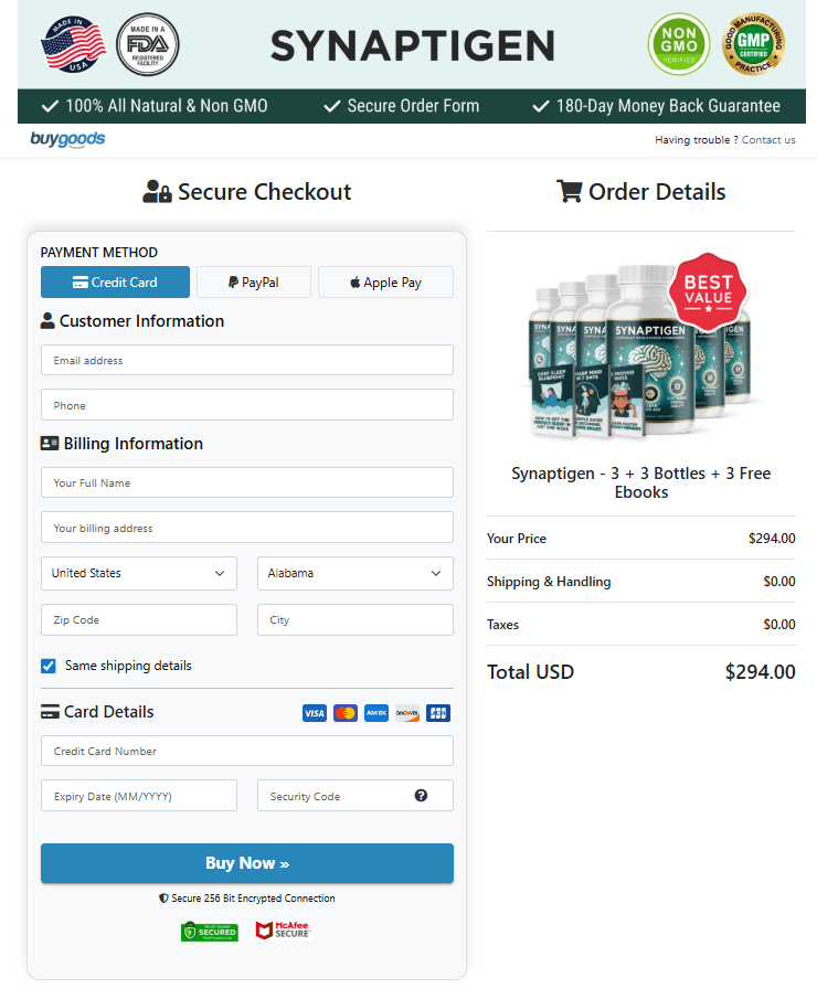 Synaptigen order page